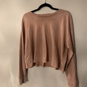women’s cropped mauve pink aerie long sleeve tee
